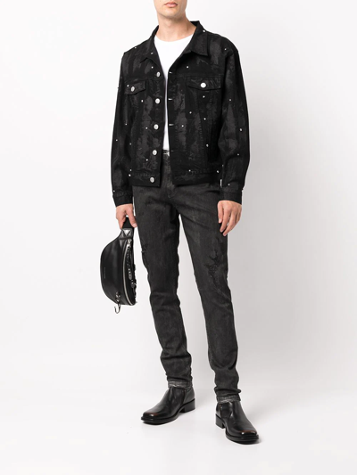 Shop God's Masterful Children Harley Embellished Denim Jacket In Black