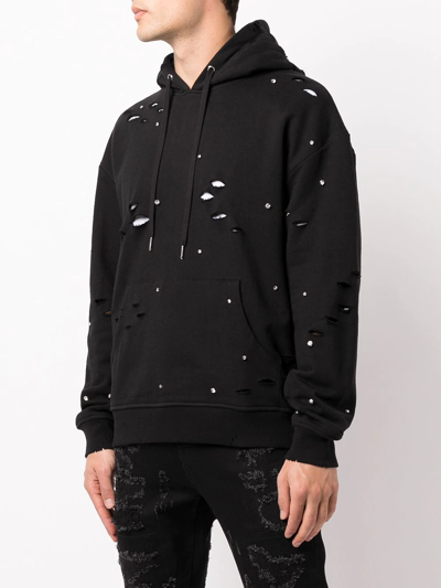 Shop God's Masterful Children Galaxy Ripped-detailed Hoodie In Black