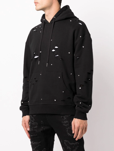 God's Masterful Children Galaxy Ripped-detailed Hoodie In Black