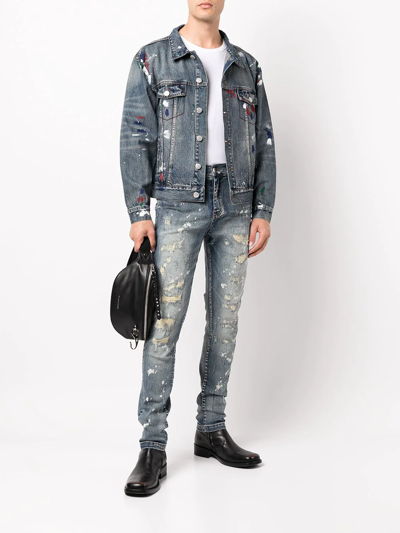 Shop God's Masterful Children Artist Denim Jacket In Blue