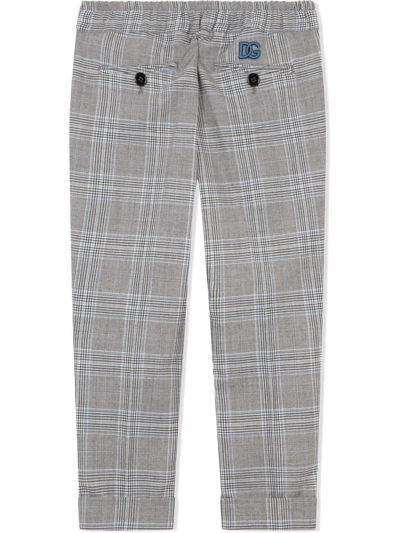 Shop Dolce & Gabbana Check-print Tailored Trousers In Grey