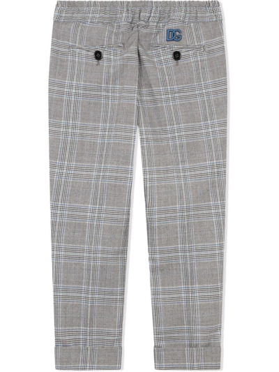 Dolce & Gabbana Check-print Tailored Trousers In Grey