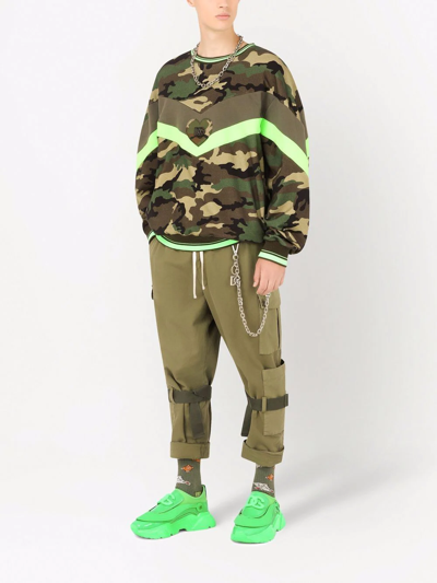 Dolce & Gabbana Logo-plaque Camouflage-print Sweatshirt In Brown