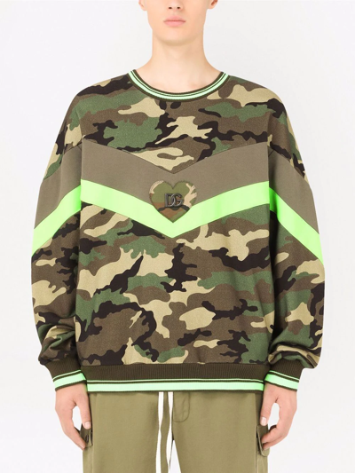 Shop Dolce & Gabbana Logo-embossed Camouflage Sweatshirt In Brown