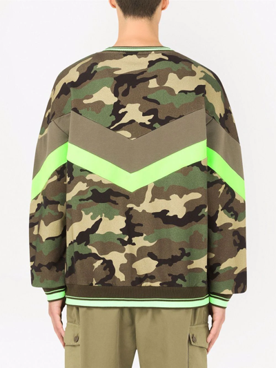 Dolce & Gabbana Logo-plaque Camouflage-print Sweatshirt In Brown