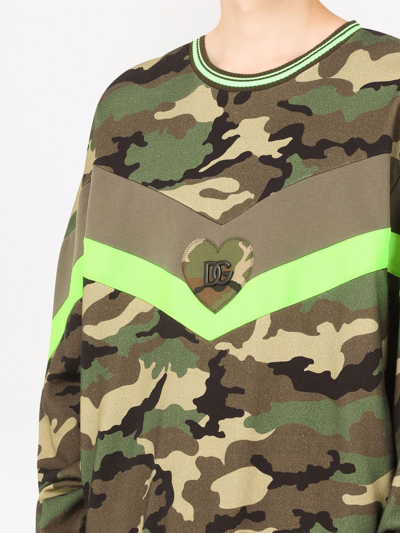 Dolce & Gabbana Logo-plaque Camouflage-print Sweatshirt In Brown