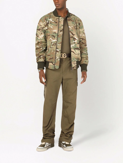 Shop Dolce & Gabbana Camouflage-print Bomber Jacket In Green