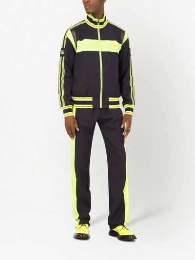 Dolce & Gabbana Checked Logo Track Pants In Blue