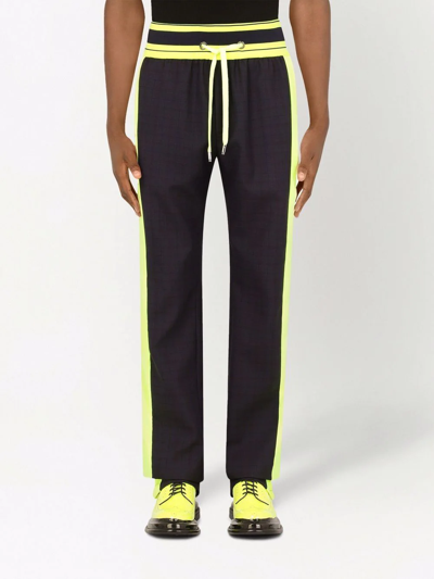 Dolce & Gabbana Checked Logo Track Pants In Blue