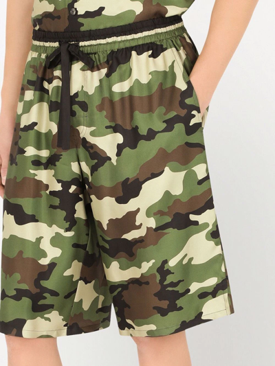 Shop Dolce & Gabbana Camouflage Silk Drawstring-waist Shorts In Green