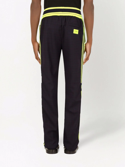 Dolce & Gabbana Checked Logo Track Pants In Blue