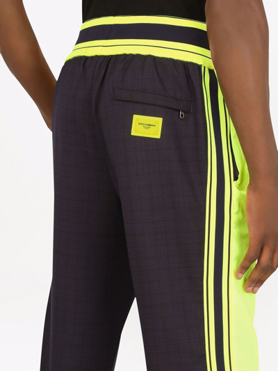 Shop Dolce & Gabbana Checked Logo Track Pants In Blue