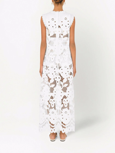 Shop Dolce & Gabbana Openwork Sleeveless Maxi Dress In White