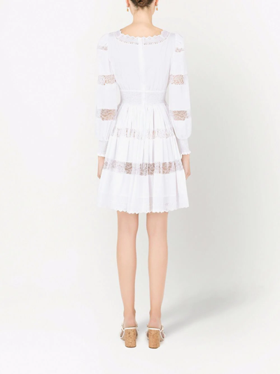 Shop Dolce & Gabbana Lace-panel Long-sleeve Dress In White