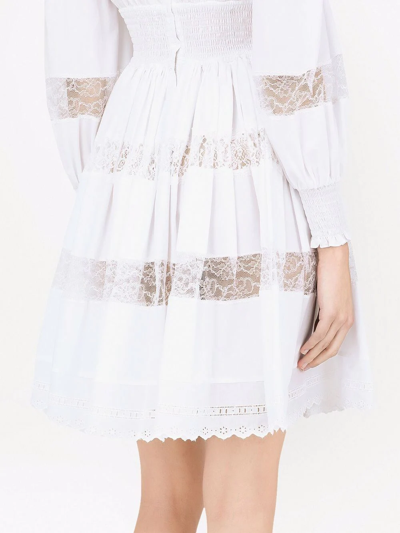 Shop Dolce & Gabbana Lace-panel Long-sleeve Dress In White