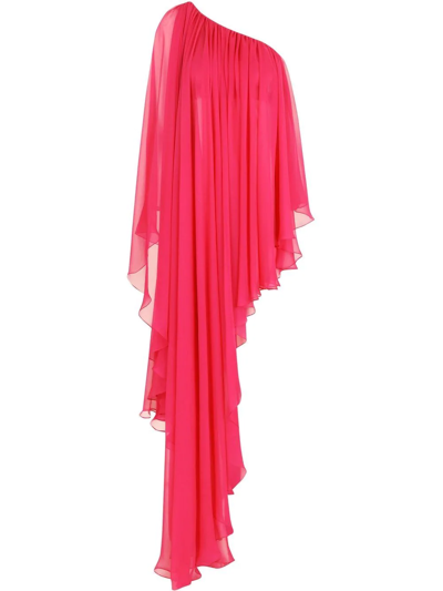 Shop Dolce & Gabbana One-shoulder Drape-detail Dress In Pink