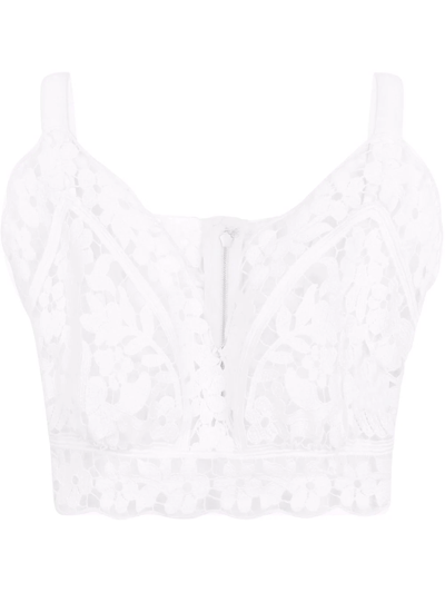 Shop Dolce & Gabbana Broderie-anglaise Crop Top In White