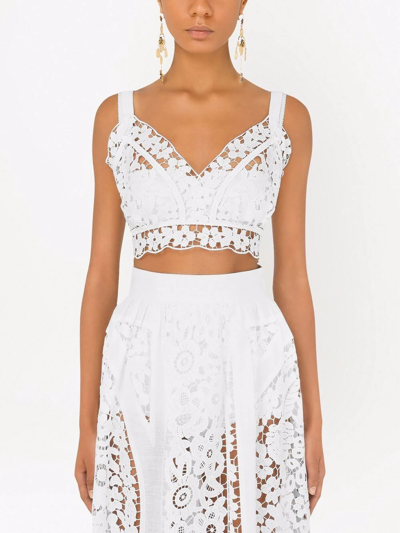 Shop Dolce & Gabbana Broderie-anglaise Crop Top In White