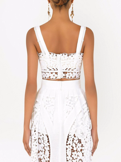 Shop Dolce & Gabbana Broderie-anglaise Crop Top In White