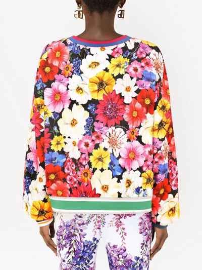 Shop Dolce & Gabbana Floral-print Logo Sweatshirt In Black