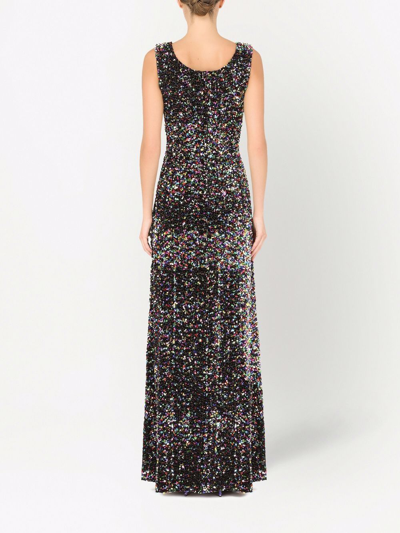 Shop Dolce & Gabbana Sequin-embellished Evening Dress In Black