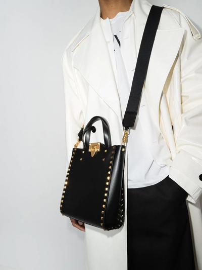 Valentino Small Rockstud Tote Bag In Black