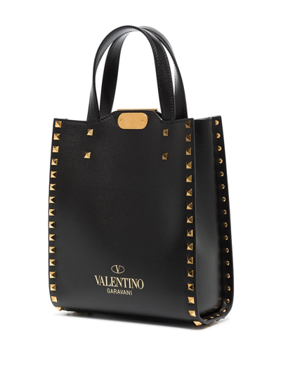 Valentino Small Rockstud Tote Bag In Black