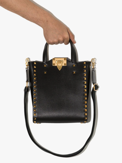 Valentino Small Rockstud Tote Bag In Black