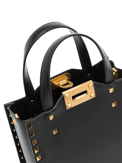 Valentino Small Rockstud Tote Bag In Black