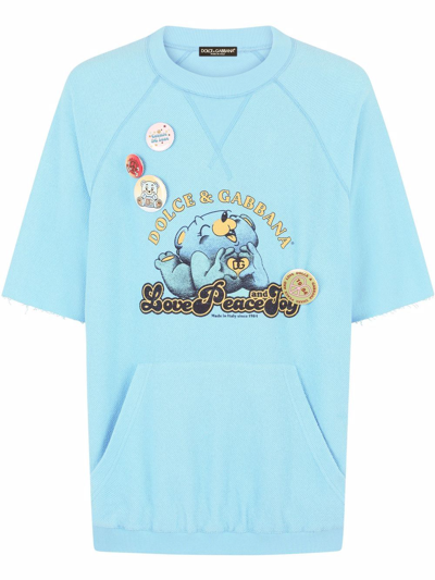 Shop Dolce & Gabbana Logo Printed T-shirt In Blue