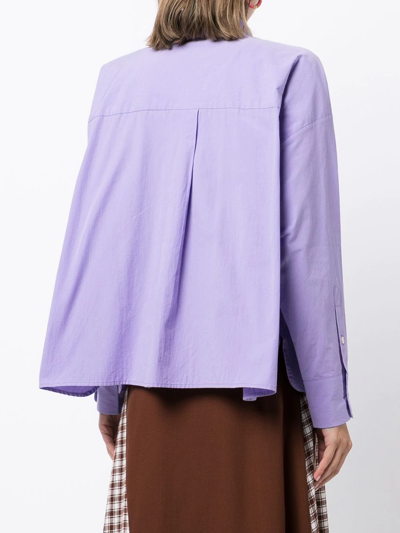 Shop Mii Floral-embroidered Cotton Shirt In Purple