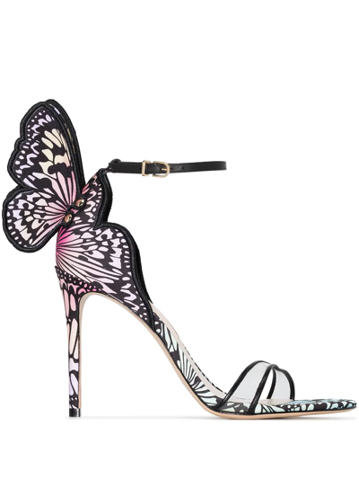 Shop Sophia Webster Chiara 100mm Butterfly Sandals In Black