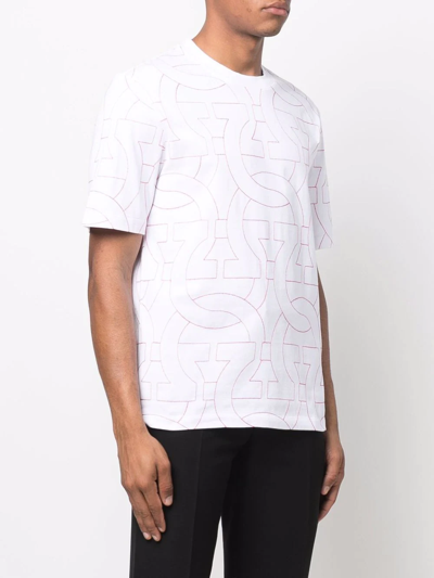 Shop Ferragamo Embroidered-gancini T-shirt In White