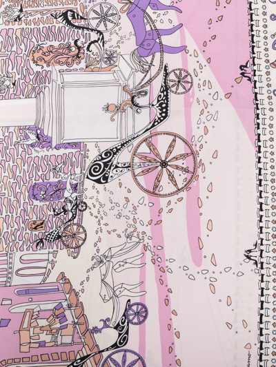 Ferragamo Spini Feroni Print Silk Scarf In Pink