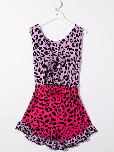 Wauw Capow By Bangbang Columbia Leopard-print Playsuit In Pink