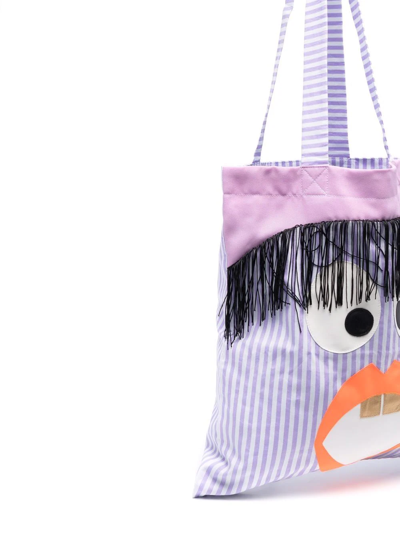 Shop Wauw Capow By Bangbang Striped Face-patch Shoulder Bag In Purple