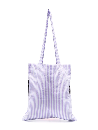 Shop Wauw Capow By Bangbang Striped Face-patch Shoulder Bag In Purple