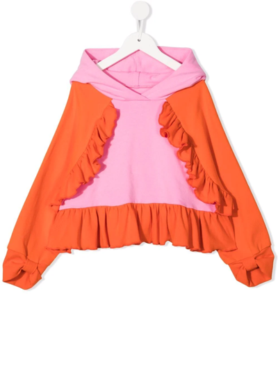 Wauw Capow By Bangbang Colour-block Ruffled Hoodie In Pink