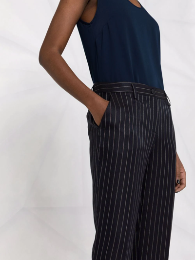 Shop P.a.r.o.s.h Pinstripe Straight-leg Trousers In Blue