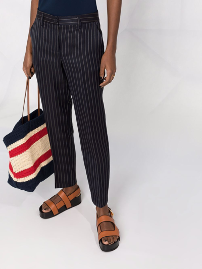 Shop P.a.r.o.s.h Pinstripe Straight-leg Trousers In Blue