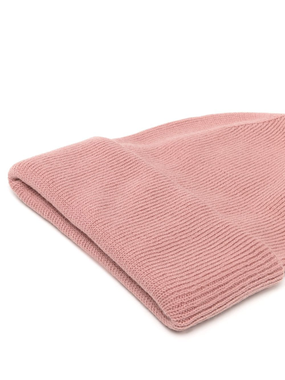 Shop Pringle Of Scotland Double Layer Ribbed Beanie In Pink