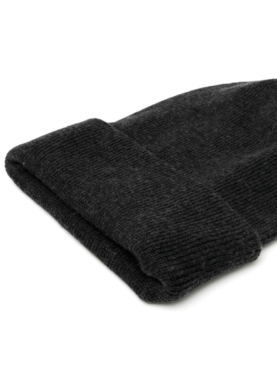 Shop Pringle Of Scotland Double Layer Ribbed Beanie In Black