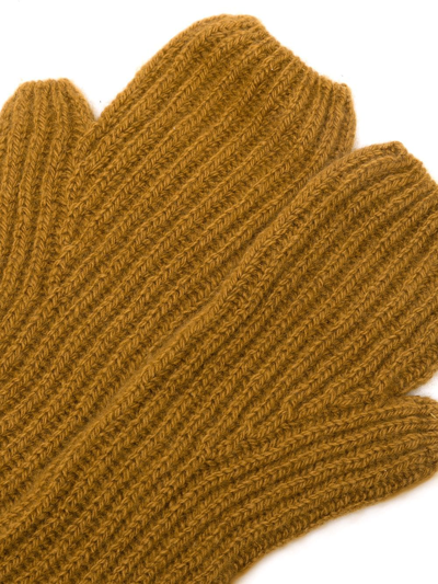Shop Pringle Of Scotland Fisherman's Ribbed Cashmere Gloves In Brown