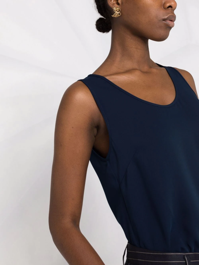 Shop P.a.r.o.s.h Scoop-neck Sleeveless Blouse In Blue