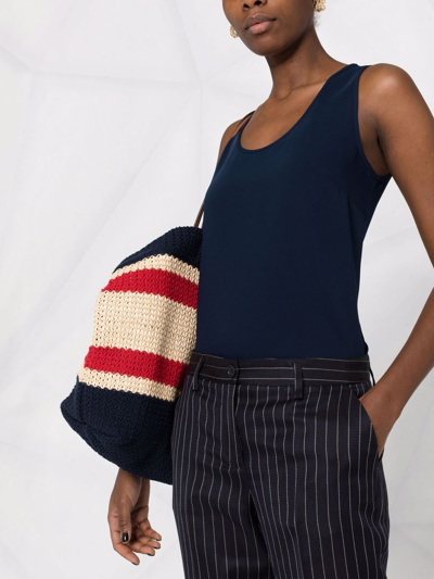 P.a.r.o.s.h Black Tank Top With Plunging U Neckline In Blue