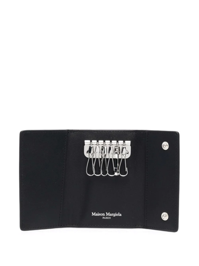 Maison Margiela Four-stitch Keyring Wallet In Black