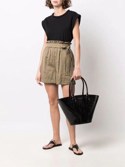 Shop Federica Tosi Paperbag-waist High-rise Shorts In Green