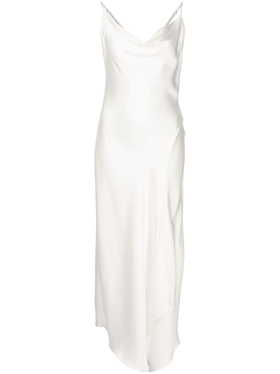 Shop Jonathan Simkhai Cowl-neck Spaghetti-strap Dress In White
