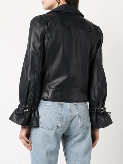 Shop Milly Yvonna Leather Jacket In Black