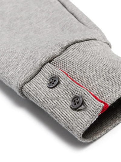 Thom Browne Cotton Jersey Sweatshirt W/ Knit Stripe In Grey